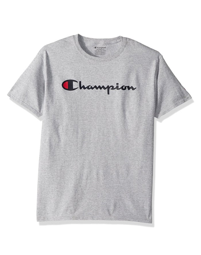 Champion T-Shirt Jongens - Grijs - Cotton Script Logo ( 683952-AIK )